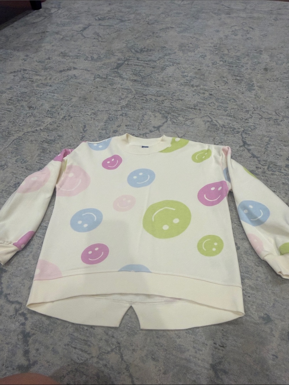 Old Navy Cream Sweatshirt with Pastel Smiley Prints